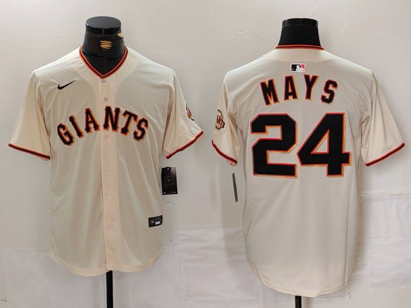 Men San Francisco Giants #24 Mays Cream Nike Game 2024 MLB Jersey style 1